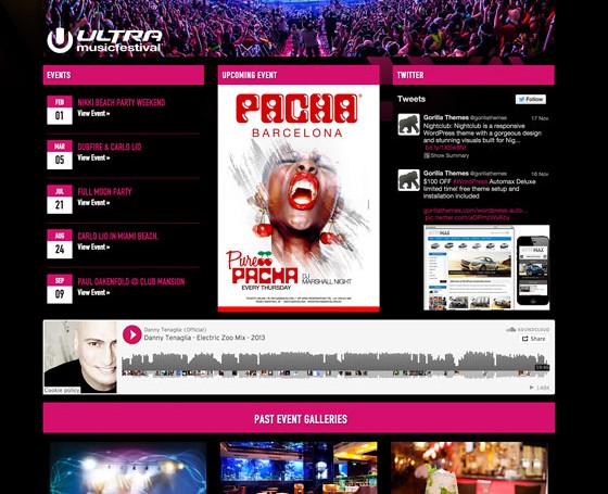 WordPress Nightclub theme with responsive layout