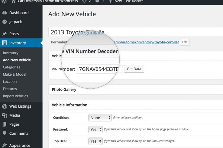 WordPress VIN Decoder