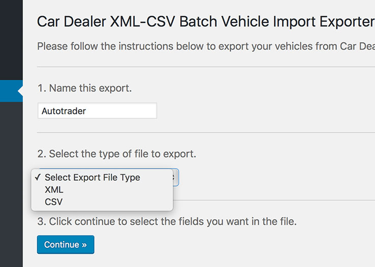 WordPress Select CSV or XML