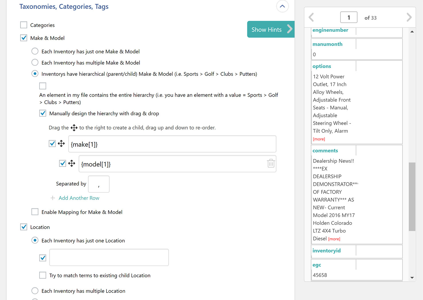 wp all import custom fields taxonomies