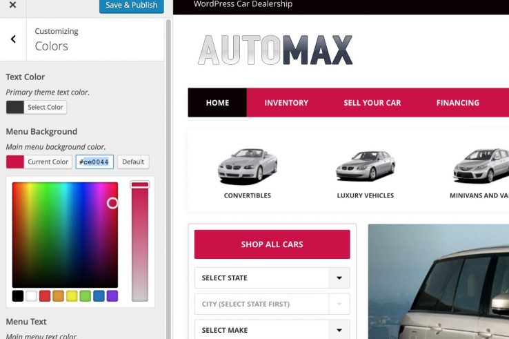 WordPress Customizer for Automax