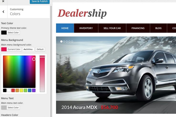 WordPress Customizer for Dealership